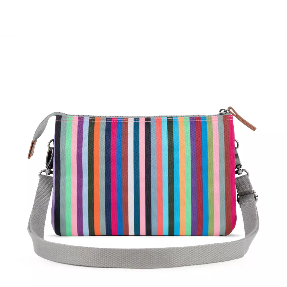 Roka Carnaby Crossbody XL Multi Stripe Recycled Canvas • Glam and Grace