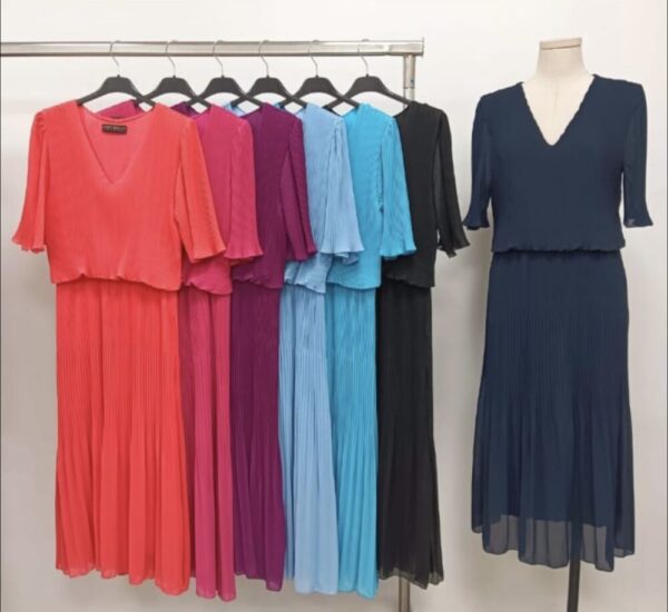 Kate Plain Pleated Plisse Dress - Image 3