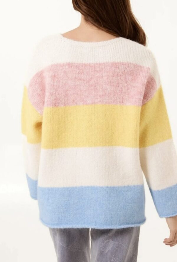 Candy Block Stripe V Neck Jumper - Image 4