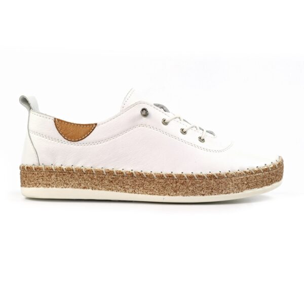 Lunar Evie White Leather Plimsolls - Image 2