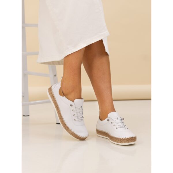 Lunar Evie White Leather Plimsolls