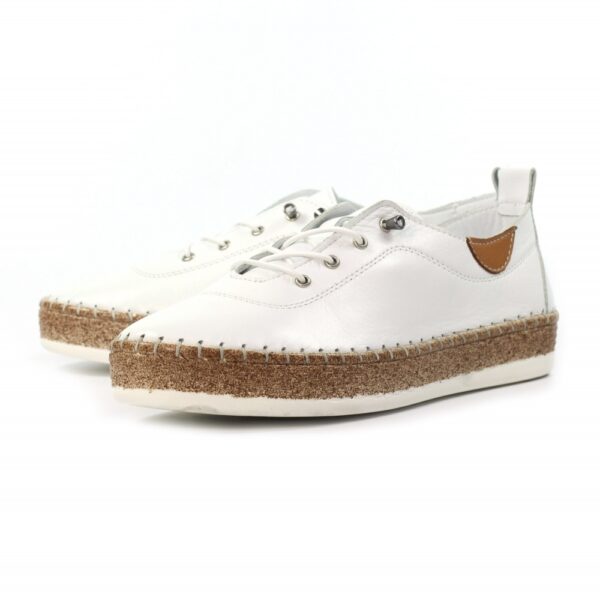 Lunar Evie White Leather Plimsolls - Image 5