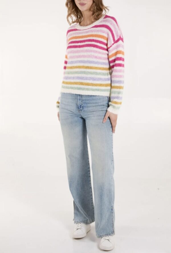 Sara Stripe R Neck Jumper - Image 2