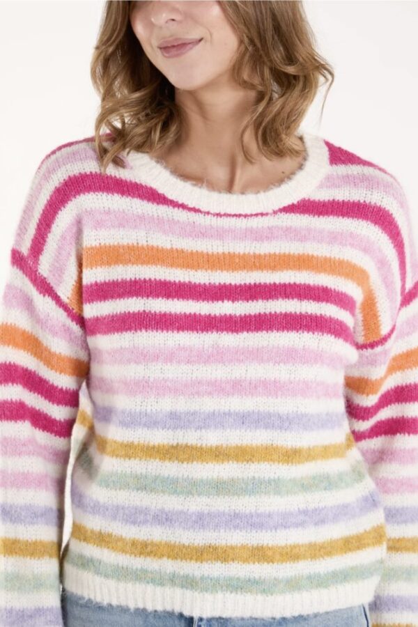 Sara Stripe R Neck Jumper - Image 4