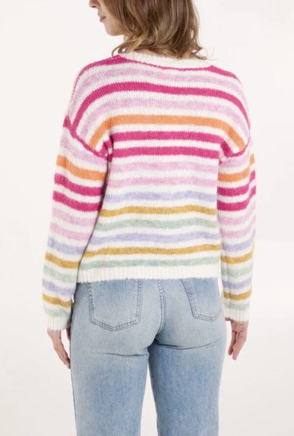 Sara Stripe R Neck Jumper - Image 3