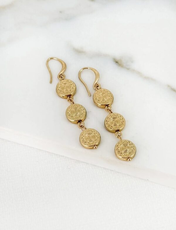 Envy 4366 Coin Dropper Earrings in Gold & Silver