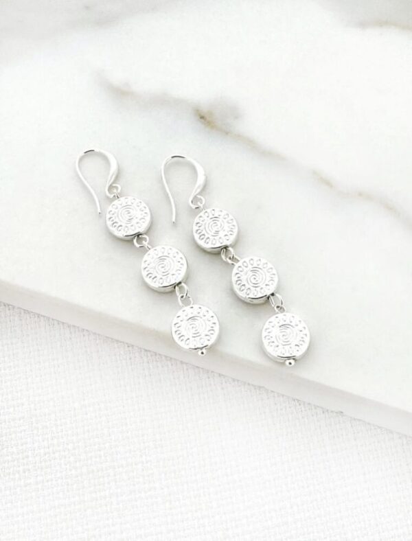 Envy 4366 Coin Dropper Earrings in Gold & Silver - Image 2