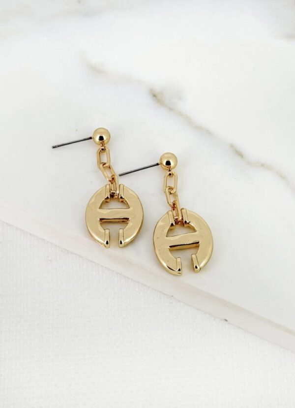 Envy 4367 Shiny gold dropper earrings