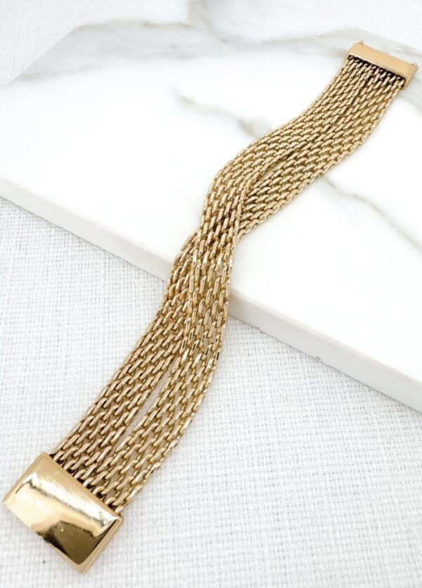 Envy 4388 Gold mesh double layer bracelet with magnetic clasp