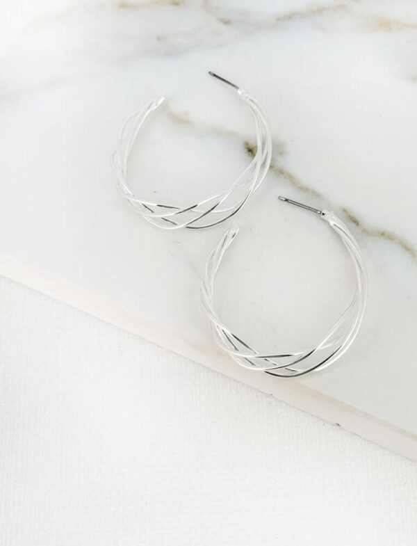 Envy 4412 Large Lattice Effect Earrings in Gold & Silver