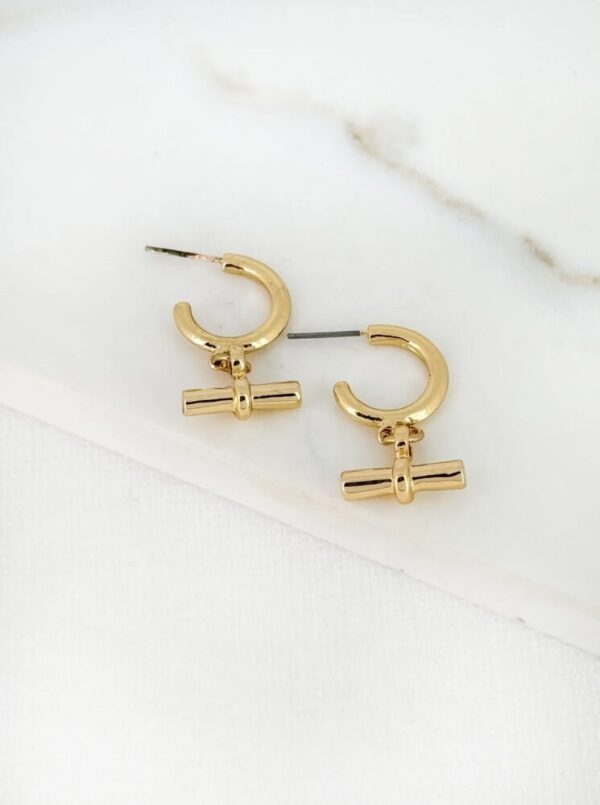 Envy 4414 T-Bar Hoop Earrings in Gold & Silver