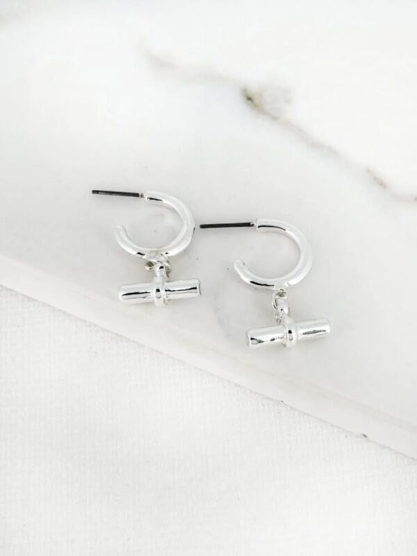 Envy 4414 T-Bar Hoop Earrings in Gold & Silver - Image 2