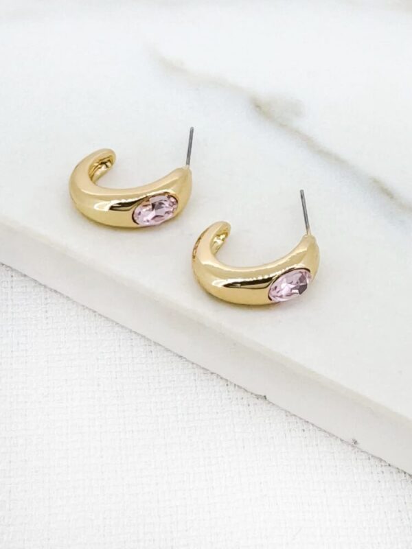 Envy 4440 Stud Earrings with Faceted Crystal in Gold & Silver - Image 2