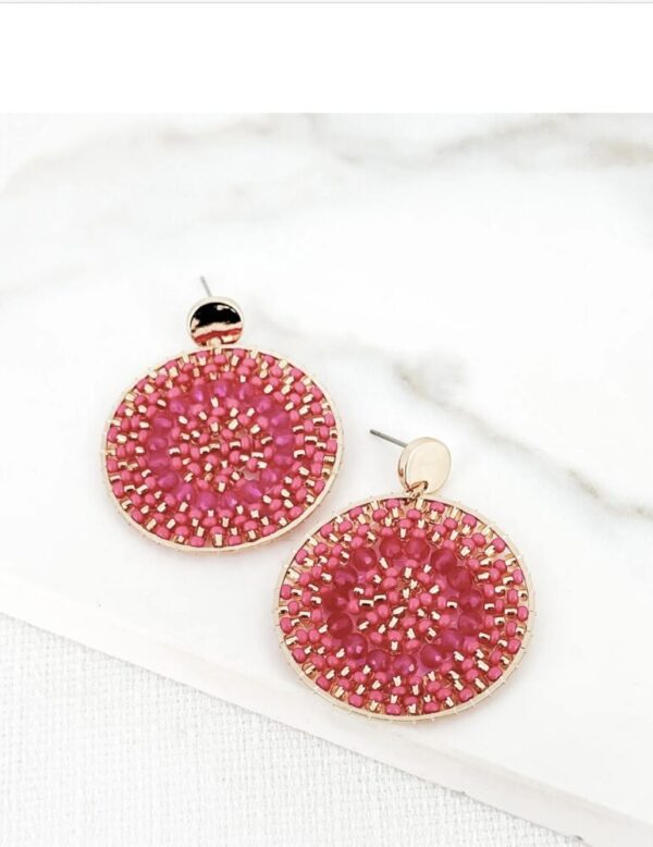 Envy 4472 Gold & pink faceted bead circular earring