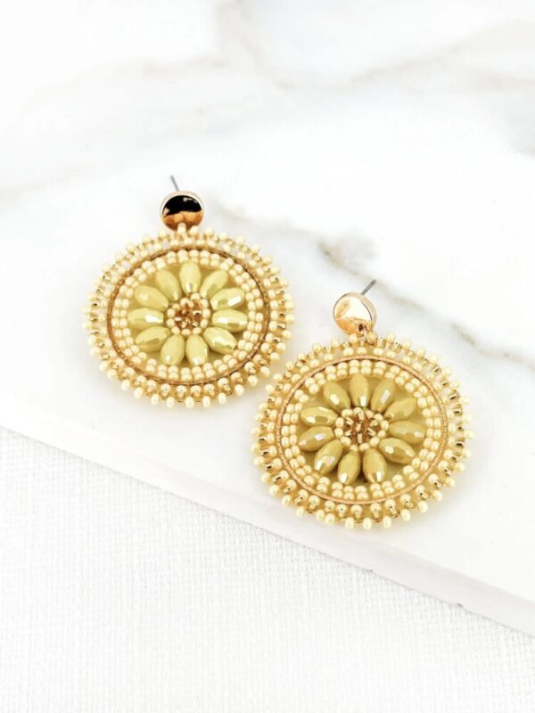 Envy 4475 Gold & yellow faceted bead circular earring