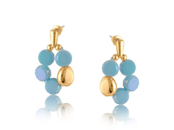 3604 Charlotte Tiny Circle Earrings in Pearl & Turquoise