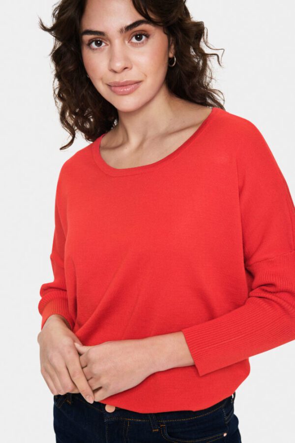 Saint Tropez Mila R Neck Pullover - Flame Scarlett