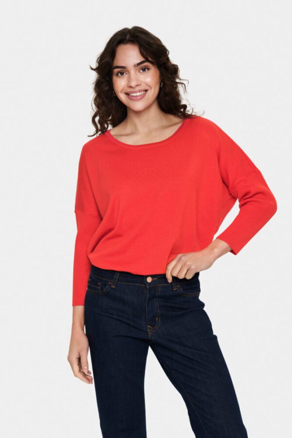 Saint Tropez Mila R Neck Pullover - Flame Scarlett - Image 5