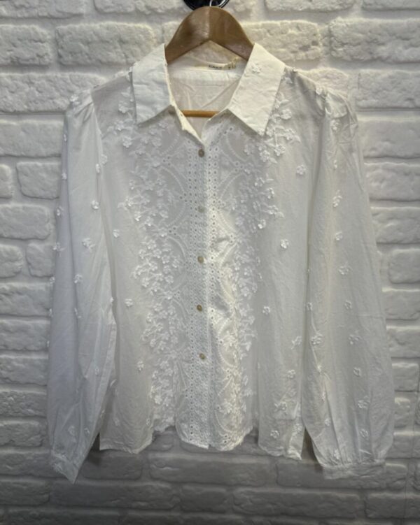 Rose Detailed White Shirt