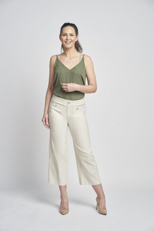 Pinns 638C Ecru Wide Leg Culotte Trousers