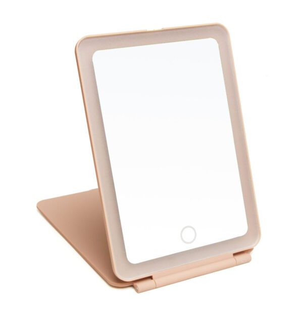 ALice Wheeler Pink - LED Light Up Soft Touch Travel Mirror (3 Light Settings) - Image 3