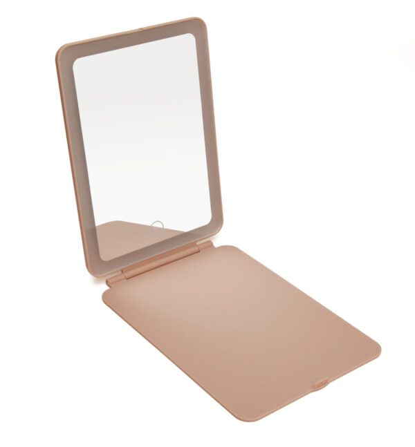 ALice Wheeler Pink - LED Light Up Soft Touch Travel Mirror (3 Light Settings) - Image 4