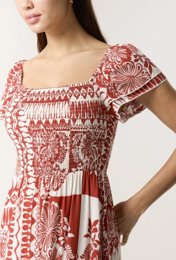 Brook Mixed Print Square Neck Midi Dress - Image 4