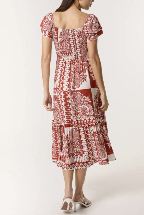 Brook Mixed Print Square Neck Midi Dress - Image 3